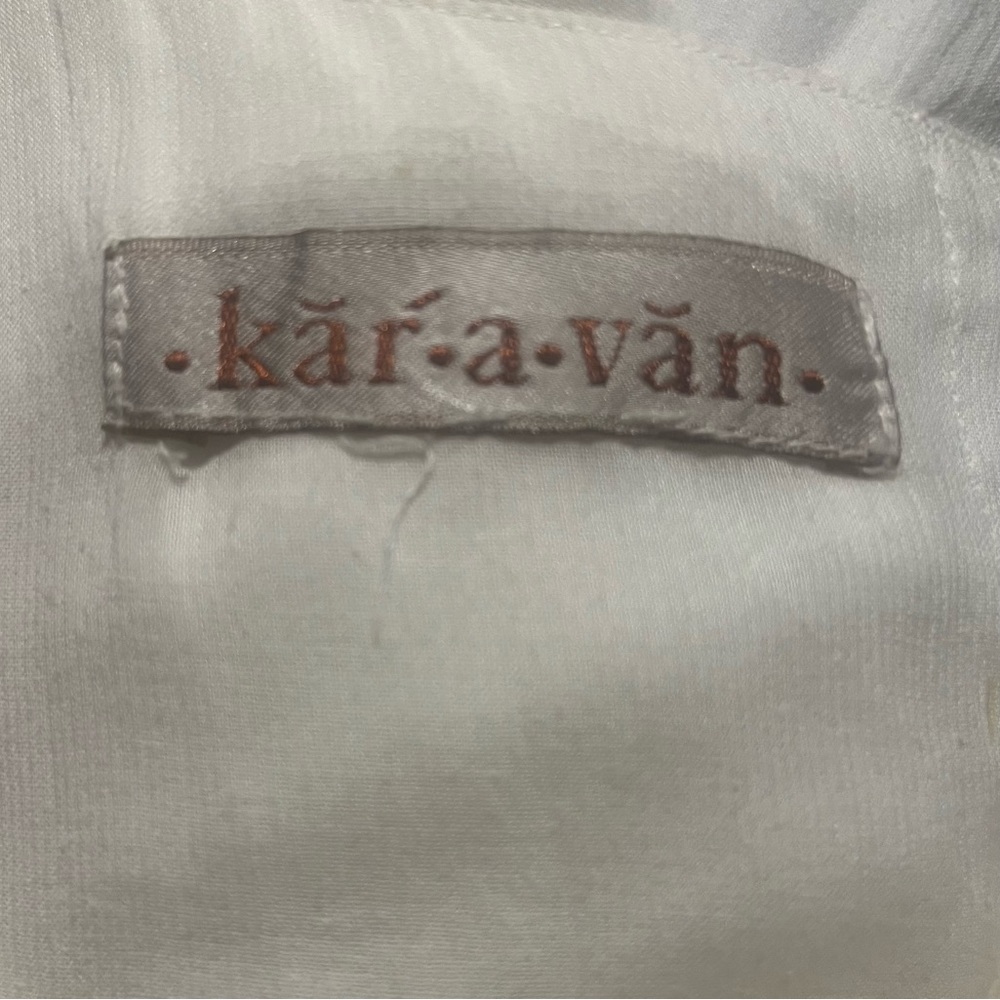 Karavan White Vintage Embroidered Midi Dress with flaws | size Large - Picture 6 of 9